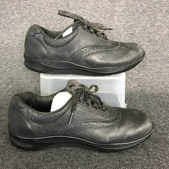 SAS Walk Easy Nero Black Leather Comfort Walking Shoes Sneakers Womens Size 12 - Picture 3 of 11